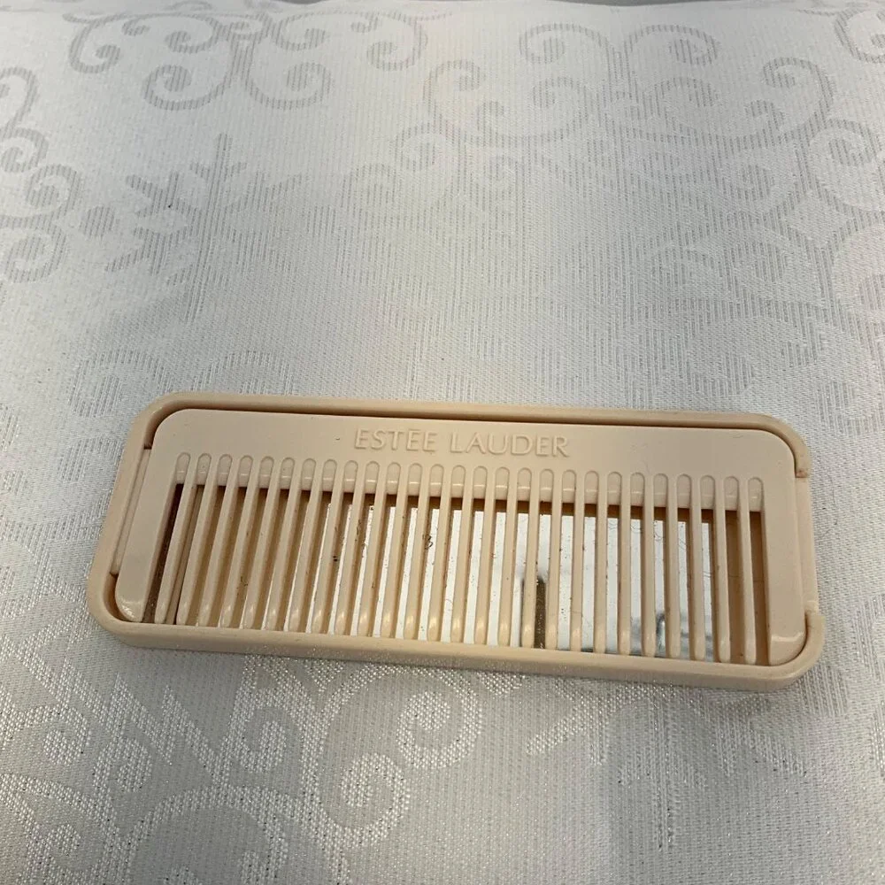 Vintage Estee Lauder Beige Hair Brush & Comb Set‎ With Mirror